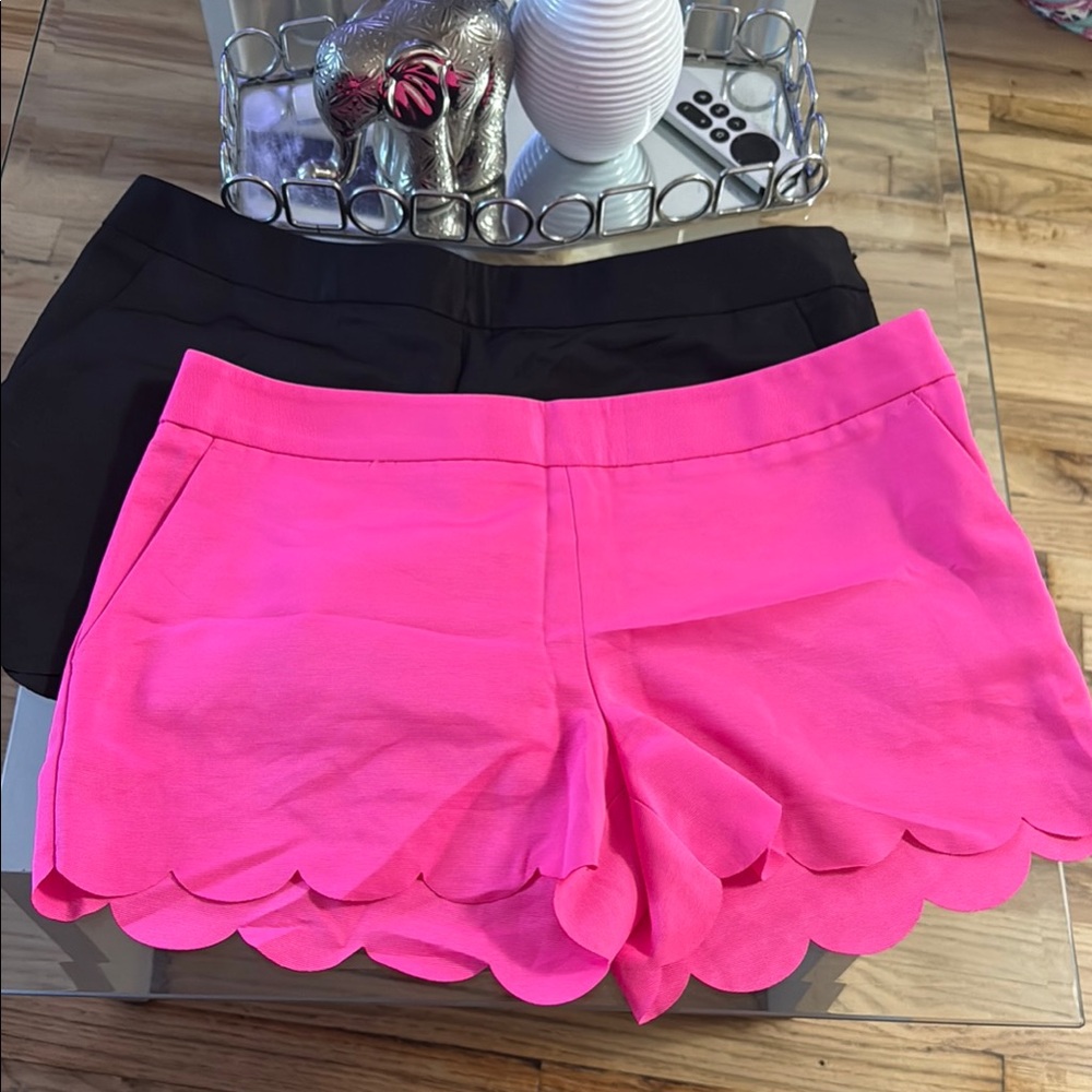 Express High Waist Pink and Black Scalloped Shorts